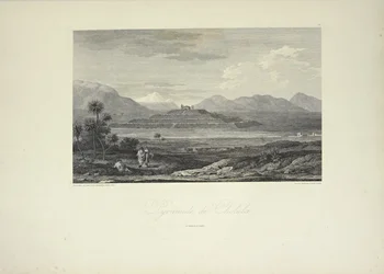 Pyramide von Cholula, gezeichnet von Gmelin, Illustration aus 