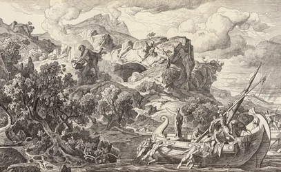 Odysseus verlässt die Insel der Zyklopen