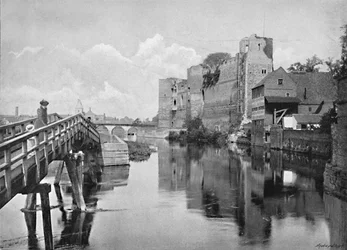 Newark Castle und Brücke, ca. 1896
