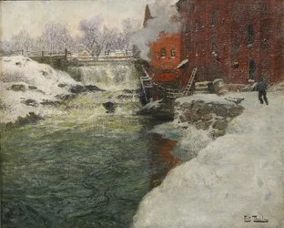 Leinwandfabrik am Aker-Fluss Kristiania, ca. 1890