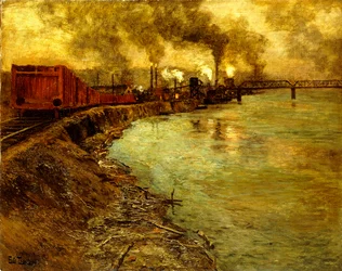 Güterzug bei Dämmerung