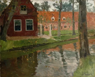 Aus Vollendam, rotes Haus, Wasser