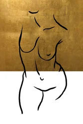 Goldene Nackte Linienkunst