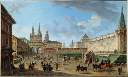 Ansicht des Auferstehungstors am Roten Platz, Moskau, Russland, ca. 1801