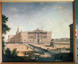 Ansicht des Michael-Palastes und des Konnetabelplatzes in Sankt Petersburg