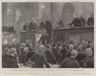 Der Tod von Königin Victoria, Graf von Bülow, Reichskanzler, verkündet die Nachricht im Deutschen Reichstag