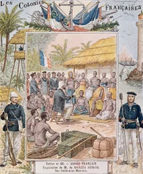 Die Erkundung von M. de Brazza (1875-79) Sein Vertrag mit Makoko, Illustration aus 