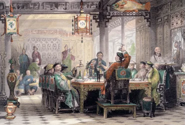 Dinnerparty im Haus eines Mandarins, China, 1843