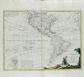 Amerika aufgeteilt in seine Hauptstaaten, Stich von G. Zuliani aus Band I des Neuesten Atlas, veröffentlicht in Venedig 1776 von Antonio Zatta, Privatsammlung