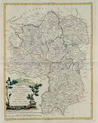 Die Gouvernements von Berri, Nivernais, Marche, Bourbon und Auvergne, Stich von G. Zuliani aus Band I des Neuesten Atlas, veröffentlicht in Venedig 1776 von Antonio Zatta, Privatsammlung