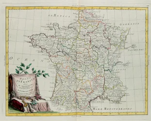 Das Königreich Frankreich aufgeteilt in seine Gouvernements, Stich von G. Zuliani aus Band I des Neuesten Atlas, veröffentlicht in Venedig 1776 von Antonio Zatta, Privatsammlung
