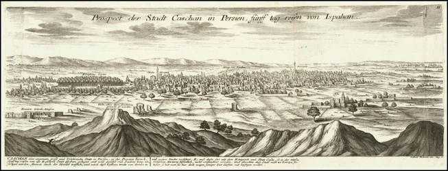 1720 Illustration - Aussicht der Stadt Kaschan in Persien, fünf Tagesreisen von Isfahan