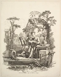 Mann und Frau beim Lesen, ca. 1742