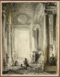 Der Eingang der Akademie der Architektur im Louvre