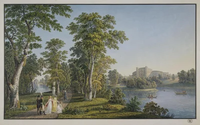Ansicht des Palastes in Gatchina vom Park aus, 1753