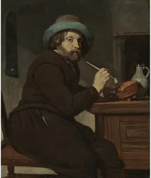 Raucher an einem Tisch sitzend