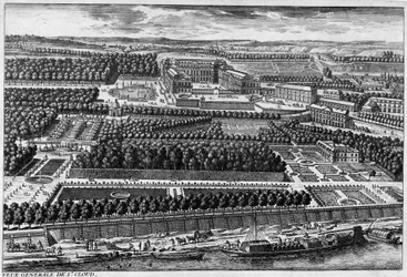 Gesamtansicht von St. Cloud (das Schloss und die Gärten von Le Nôtre) - von Perelle, Ende 17. Jahrhundert
