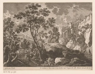 Landschaft mit der Taufe Christi im Jordan