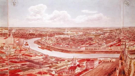 Panorama von Moskau, Darstellung des Flusses Moskwa
