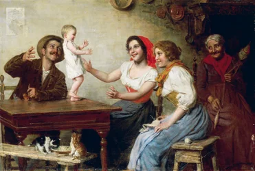 Erste Schritte, von Gaetano Bellei (1857-1922)