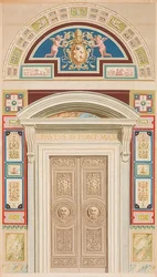 Tür, Rahmung und Lünette von Loggia XIII