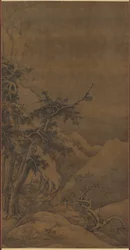 Vögel in einem Hain in einer bergigen Winterlandschaft, 1100er Jahre
