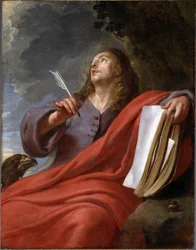 Johannes schreibt auf der Insel Patmos das Buch der Offenbarung