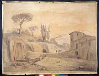 Der antike Brunnen und Bogen in Grottaferrata, Rom