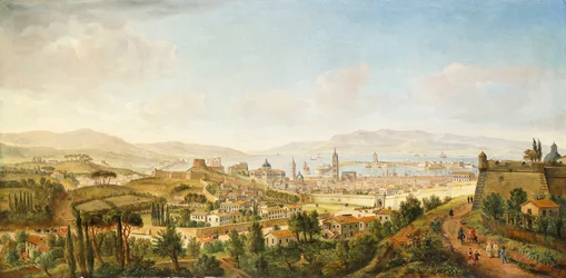 Ein Panoramablick auf Messina, Sizilien