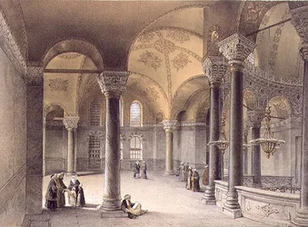 Haghia Sophia, Tafel 14: die Orientalische Galerie, graviert von Louis Haghe, veröffentlicht 1852