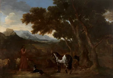 Landschaft mit einem Einsiedler, der Tieren predigt, 1637 - 1638