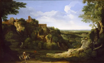 Blick auf Tivoli mit Rom in der Ferne