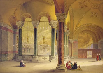 Hagia Sophia, Platte 11: die Meme Galerie in der südwestlichen Ecke, graviert von Louis Haghe (1806-85), veröffentlicht 1852