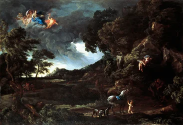 Landschaft mit der Vereinigung von Dido und Aeneas, ca. 1664-48