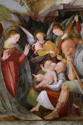 Anbetung der Hirten mit musizierenden Engeln