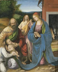 Detail der Geburt und des letzten Abendmahls, Polyptychon, 1511 (Detail)