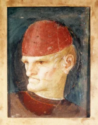 Italien, Varallo, Fragment eines Freskos eines Kopfes