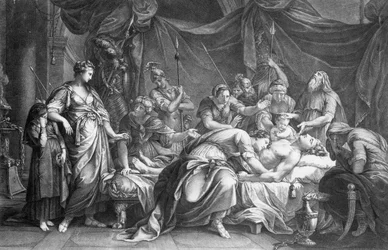 Andromache beklagt den Tod Hektors, gestochen von Domenico Cunego, 1764