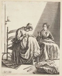 Zwei Frauen, die nähen