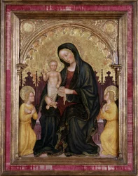Thronende Madonna mit Kind und zwei Engeln
