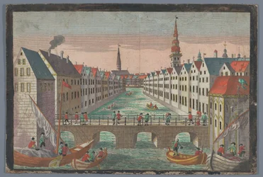 Ansicht der Nikolaifleet gegenüber der Sankt Nikolaikirche in Hamburg