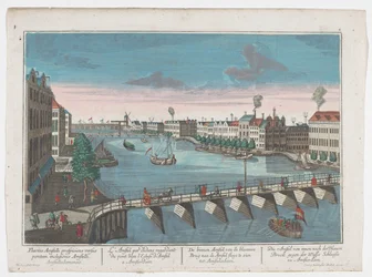Ansicht der Binnen-Amstel zwischen der Blauwbrug und der Hogesluis in Amsterdam