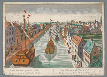 Ansicht eines Kanals in der Nähe des Ketelpoort in Delft