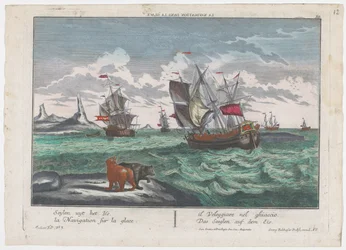 Ansicht des Segelns auf dem Eis (Serie: Walvisfangst vor Grönland)