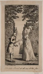 Illustration mit Dame und Herr in einem Park