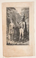 Illustration mit Herr und Dame in Landschaft