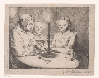 Damen, die bei Kerzenlicht Dame spielen