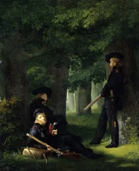 Theodor Körner, Friedrich Friesen und Heinrich Hartmann auf Vorposten