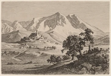 Ansicht von Albe und Monte Velino in den Abruzzen