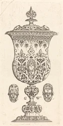 Kelch mit zwei Masken auf dem Deckel
